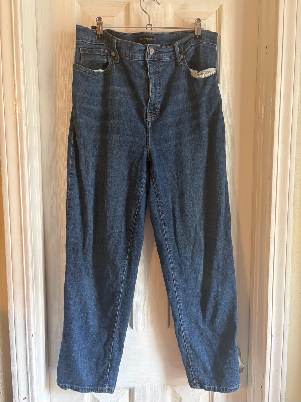 Banana Republic Women's Boyfriend Jeans in Dark Blue Denim